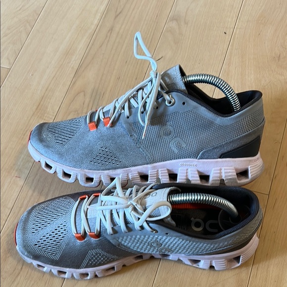 On Running Gray and Orange Athletic Shoes with Cushioned Midsole - Picture 8 of 14